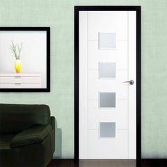 LVDUN Beautiful Picture Aluminum Frame Glass Casement Door Interior Frosted Glass Bathroom Entry Door