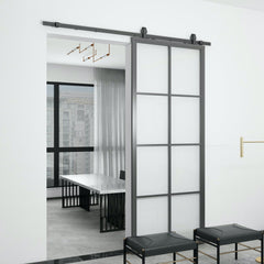 Hotian brand modern double leaf frosted glass sliding barn doors