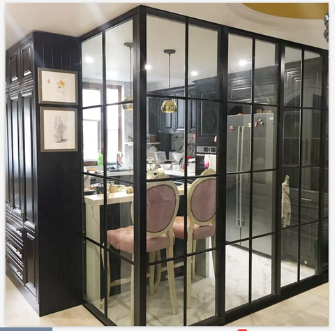 LVDUN Hot Sell Home Steel Front Entrance Glass Doors High Quality Wrought Iron Double Entry Doors