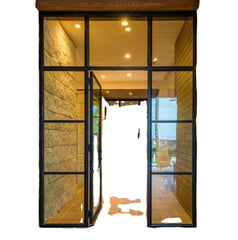 LVDUN Home entry security steel wrought iron french double doors with glass french exterior door