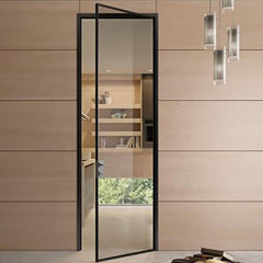 LVDUN Matte black windows steel frame low price iron and glass door