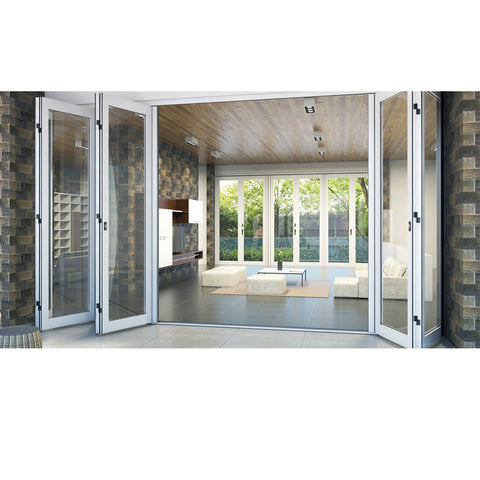 LVDUN Aluminium Ykk Insulated Folding Door Mechanism Transparent External Door