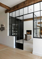 LVDUN Simple Style Design Galvanized Steel Frame Greenhouse Iron French Front Steel Swing Door