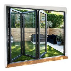 LVDUN Aluminum Glass Exterior French Glass Doors Design Black Double Entry Storm Accordion Multi Folding Door