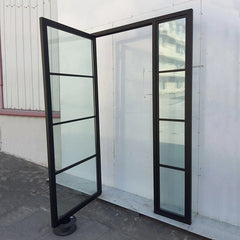 LVDUN Modern design tempered glass wrought iron french front steel swing door crittal glass door