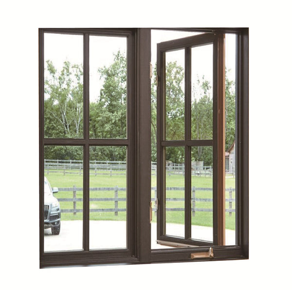 LVDUN American Aluminium Casement Windows Foldable Crank Handle Aluminum Clad Solid Oak Wood Window