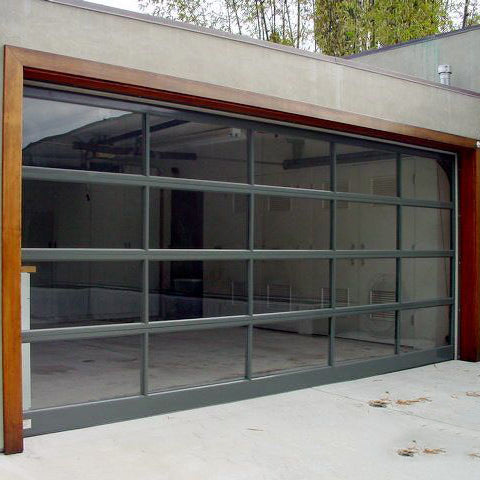 LVDUN Villa house sectional rolling up wooden grain glass aluminum garage door