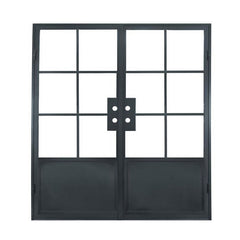 Steel wrought iron exterior doors with double glass
