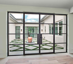 LVDUN Customizable steel frame windows and doors balcony iron french double entrance door