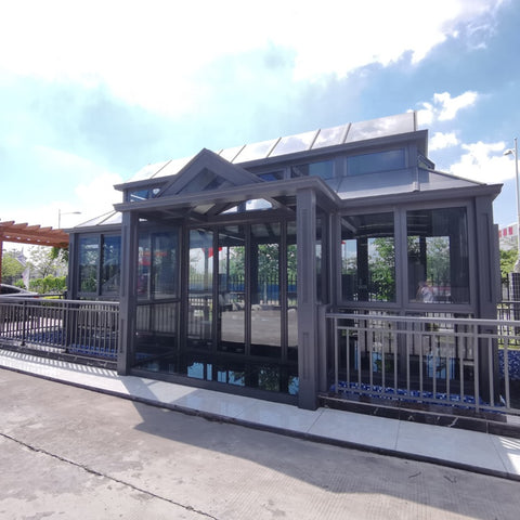 LVDUN enclosures sunroom prefabricated aluminum triangular conservatory glass green house/ garden house/ sunrooms glass houses