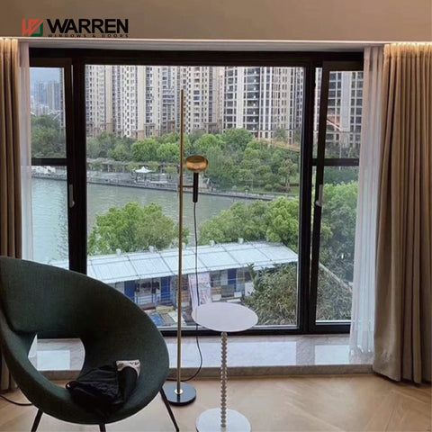Warren Chinese Factory made black aluminum double glass casement tempered glass windows for sale