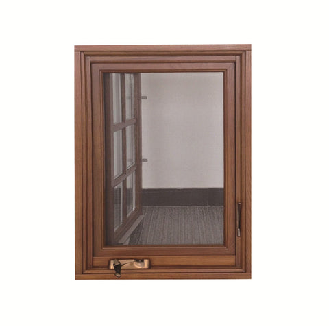 LVDUN American Aluminium Casement Windows Foldable Crank Handle Aluminum Clad Solid Oak Wood Window
