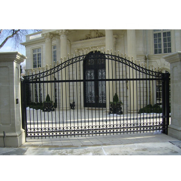 LVDUN Double Swing Residential Entrance Gates Aluminum Black Decorative Garden Metal Yard Fence Gate
