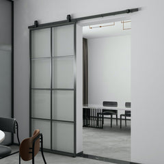 Hotian brand modern double leaf frosted glass sliding barn doors