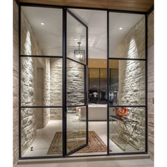 LVDUN 2020 popular design European style wrought iron interior french steel doors with half moon glass insert