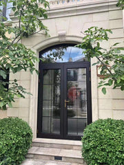 LVDUN  aluminium entry door with double glazing triple glass  with German hardware  and frosted glass single doors