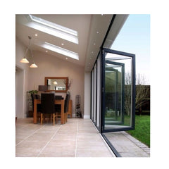 LVDUN Aluminum Patio Exterior Double Glass Sliding Folding Door Transparent  Door Folding