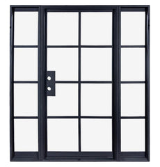 China Manufacturer Swing Open Exterior Black Metal French Doors Panel Exterior Commercial Glass Door