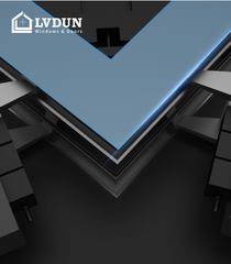 LVDUN Big picture black cheap aluminum frame fixed double pane casement glass window and door