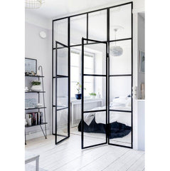 LVDUN Contemporar modern design wrought iron french glass door with grill design