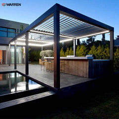 Warren modern motorized opening roof waterproof retractable motorized aluminum pergola
