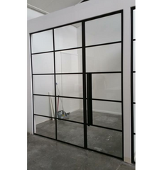 LVDUN Manufacturer supply Low-e glass steel frame customized american interior door glass partition wall