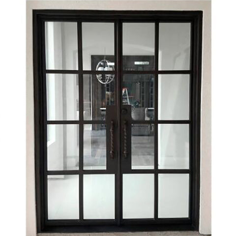 LVDUN Double French Recessed Ceiling Clear Glass Iron Doors