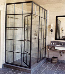 LVDUN French style door iron glass door with grid design hot sell  steel frame casement door