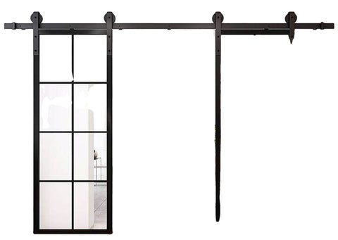 LVDUN French sliding door with steel barn door hardware kit complete set, Steel sliding door