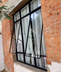 LVDUN China supplier customized size powder coating wrought iron designs windows and doors double tempered large glass awning window
