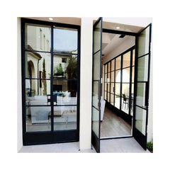 LVDUN High quality Exterior door double tempered glass door entry wrought iron door design