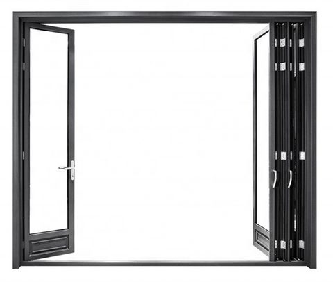 Warren black color Heat Insulation patio aluminium glazed folding doors accordion doors for sale