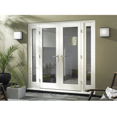 LVDUN European Style Grills Design Soundproof Single Or Double French Glass Doors With Side Panels