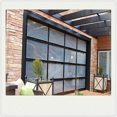 LVDUN Black Anodized Aluminum Frame Tempered Frosted Glass Garage Door