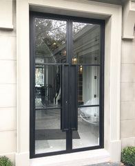 High Quality Pan-steel Low-e Tempered Glass double shed 6 panel french swing steel doors