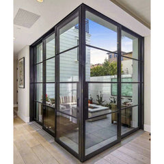 Cheap price iron glass door and windows hot sale in Australia steel frame french door with grill design