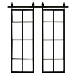 LVDUN French sliding door with steel barn door hardware kit complete set, Steel sliding door