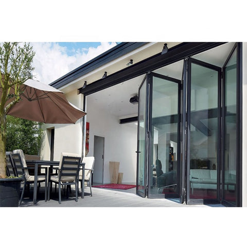 LVDUN Factory Price Broken Bridge Bifold Aluminium Folding Glass Doors Exterior Partition For Garden