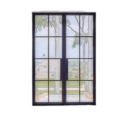High quality Customized size iron glass window and door cheap price interior Wrought iron grills steel french door