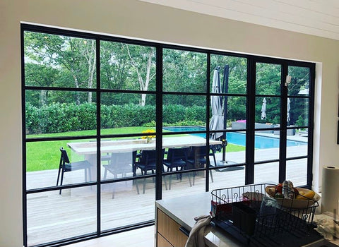 Galvanized Steel grid fineline frame window escape door for villa and garden interior exterior