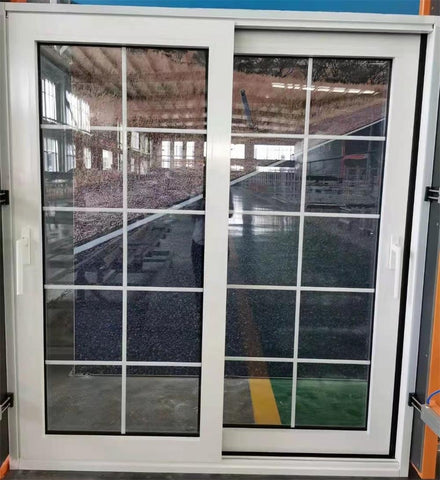 LVDUN Large opening size commercial system Aluminium profile sliding door iron grill design XO double glazing