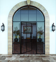 LVDUN High Quality Low-e Glass Glazed Steel Iron French Steel Swing Interior Door