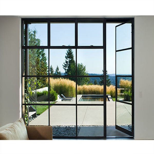 LVDUN wholesale price commercial black metal steel framed glass windows& doors
