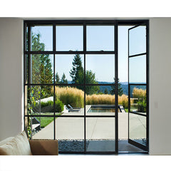 LVDUN custom size black metal framed french doors steel glass windows & doors