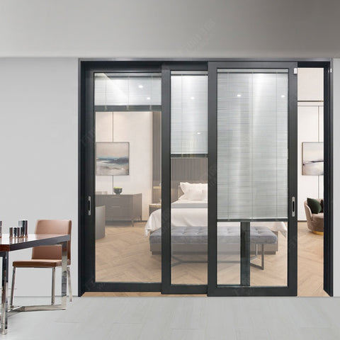 LVDUN low e 3 glass panel exterior sliding glass door