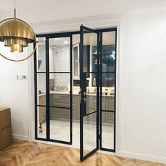 LVDUN OEM/ODM Cheap Frosted Glass Interior Wrought Iron French Doors