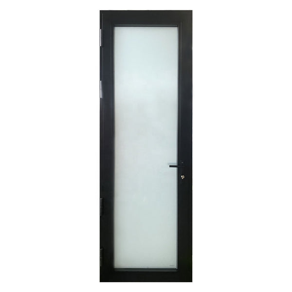 LVDUN  aluminium entry door with low threshold with German hardware  and frosted glass single doors