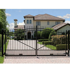 LVDUN Double Swing Residential Entrance Gates Aluminum Black Decorative Garden Metal Yard Fence Gate