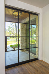 LVDUN Iron gate design track pivot mild steel glass door