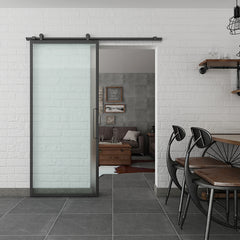 LVDUN Commercial Home steel framed Hinged Swing Door With Frosted Glass